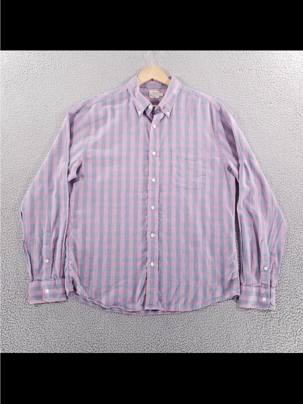 Faherty Shirt Mens Large Pink Blue Plaid Stretch Button Down Casual Cotton